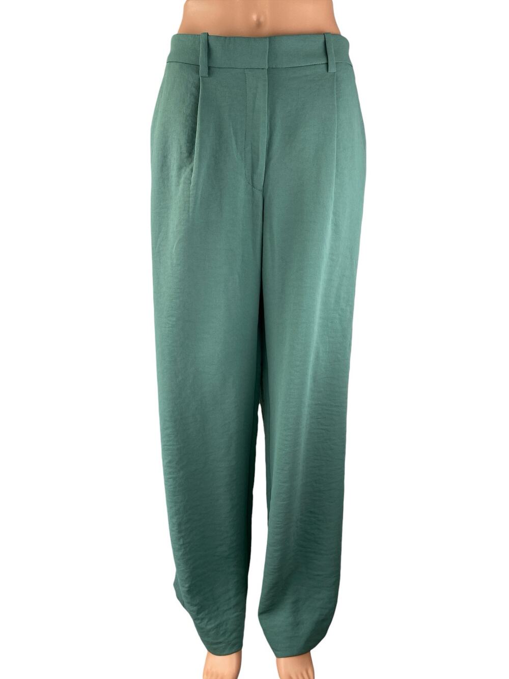 Abercrombie & Fitch Women's Green Pleated High Rise Wide Leg Dress Pants Size 30